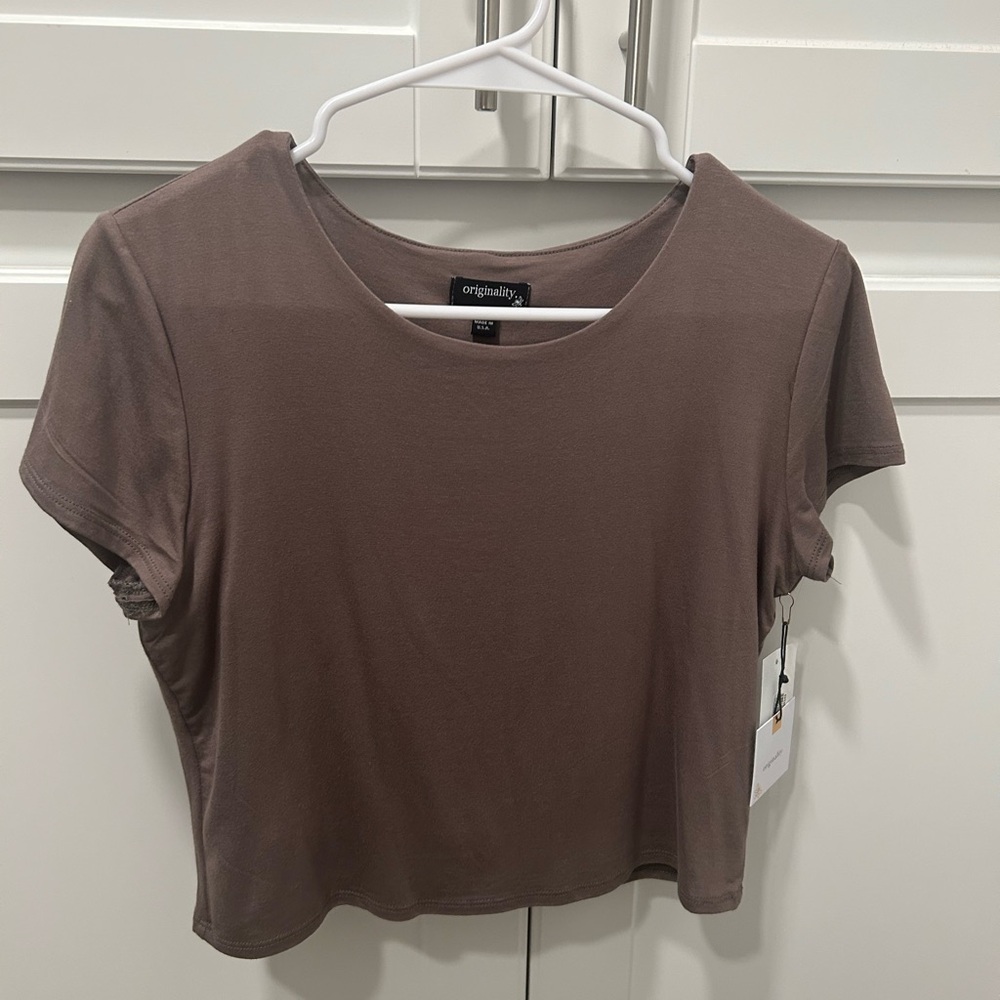 Originality Women's Short Sleeve Brown Tee